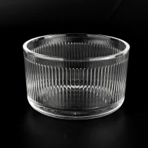 China Popular large glass candle vessels stripe round bottom candle jars manufacturer