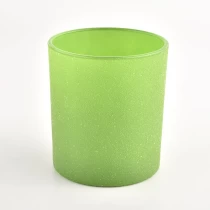 China Custom Glass Candle Holder Luxury Frost Green Candle Jars Glass manufacturer