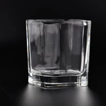 China 10oz square glass candle holder clear candle jar home decor manufacturer