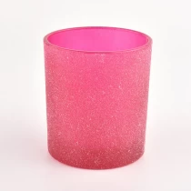 China Wholesale Unique Round Bottom Luxury Rose Red Frosted Glass Candle Jars manufacturer