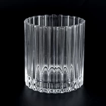 China Hot sale 10oz vertical stripe glass candle jars for home decor manufacturer