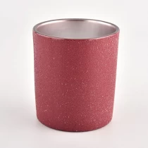 China 300ml electroplating glass candle vessels red glass jars manufacturer