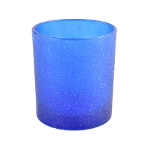 China 10oz Blue Frosted Glass Candle Jars For Candle Making manufacturer