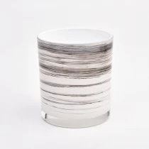China 10oz grey stripe glass candle jars wholesale manufacturer