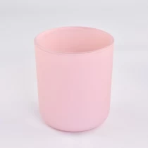 China Hot sale pink glass candle holder round bottom glass jars manufacturer