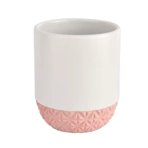 China Custom Empty Ceramic Candle Containers Jar Pink Bottom manufacturer