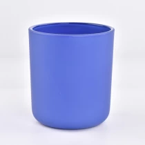 China Luxury blue glass candle holder frosted candle jars wholesale manufacturer
