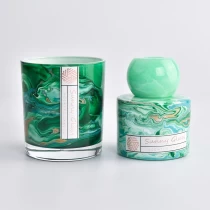 China Marbled Green Empty Glass Jars And Holders For Candles Reed Diffuser Bottle manufacturer
