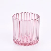 China Popular 200ml glass candle holder stripe glass vessels wholesale manufacturer
