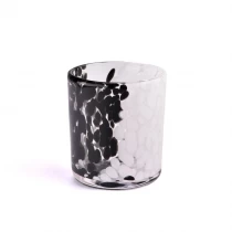 China New design black and white glass candle holder for candle making wholesale manufacturer
