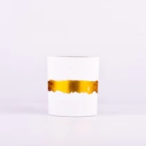China 10oz white glass candle holder hand painting effecting jars supplier manufacturer