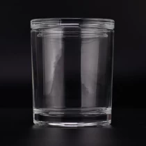 China 14oz clear glass candle vessels with glass lids scented candle holder manufacturer