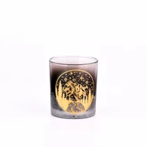 China 10oz black glass candle vessels beautiful pattern glass jars wholesale manufacturer