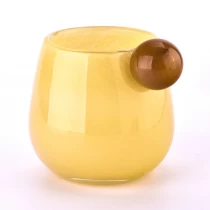 China New design large capacity glass candle holder with ball effecting wholesale manufacturer