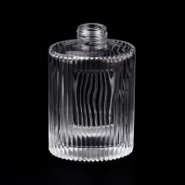 China 200ml cylinder glass perfume bottle with stripe pattern wholesale manufacturer