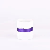 China Wholesale popular custom matte white hand painted purple glass candle jars manufacturer