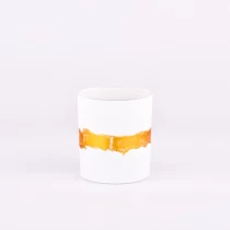 China New design matte white hand painted gold glass candle jar manufacturer