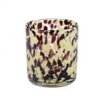 China Wholesale uniquely designed speckled pattern colorful glass candle jars manufacturer