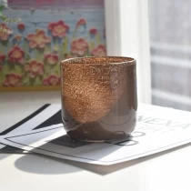 China Luxury custom brown fine glitter glass candle jars for candle making manufacturer