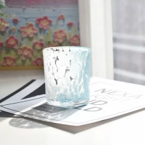 China Wholesale blue and white spotted glass candle jars for home decoration manufacturer