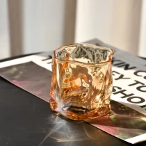 China Irregular Contour Light Color Clear Glass Container Scented Candle Jar Wholesale manufacturer