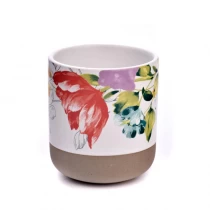 China Fancy Decal Pattern Ceramic Vessel Empty Candle Ceramic Jar Wholesaling manufacturer