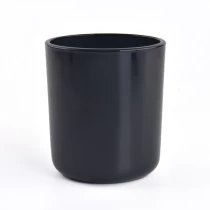 China Simple Style Glossy Black Glass Vessel Empty Candle Jar for Candle Making manufacturer