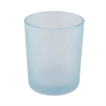 China 350ML Popular frozen outside and spray translucent silver inside cylinder wholesale glass candle holder manufacturer