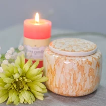 China Wholesales Vintage tea light ceramic candle vessel with lid manufacturer