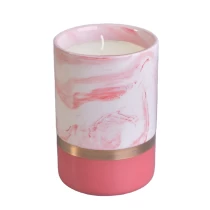 China Wholesales unique custom painted pink ceramic candle jar 10oz manufacturer