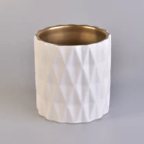 China Geo cut cylinder plating candle holder votive ceramic candle jars home decorative wholesale manufacturer