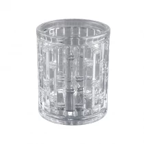 China bamboo pattern clear soy wax candle glass jar manufacturer
