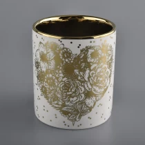 China Fancy design home wedding deco custom printed unique elegant ceramic candle jar manufacturer