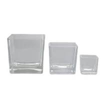 China In bulk custom square clear glass candle holder 4oz 8oz 10oz manufacturer