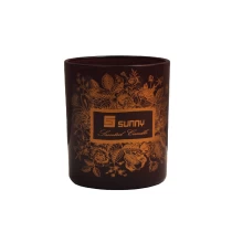 China Bulk luxury logo printing cylinder glass candle holders 6oz 8oz 10oz manufacturer