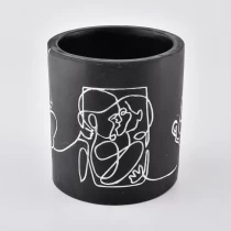 China Love design black ceramic candle jar 10oz manufacturer