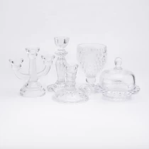 China luxury clear crystal glass candle holder doom with glass lid manufacturer