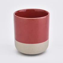 China Newly ceramic red color jar wholesale ceramic candle holder manufacturer