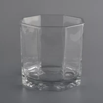 China hexagon Clear Glass Candle Jar With Gold Lids manufacturer