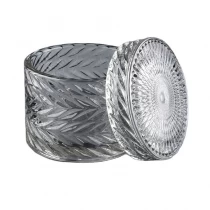 China leaf pattern Custom Color Embossed Glass Candle For Candle Making manufacturer