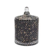 China Sunny bulk luxury black geometric candle glass jar holder with lid manufacturer