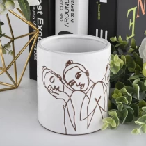 China Custom home wedding decor girls picture ceramic candle holder ceramic vessel candle manufacturer