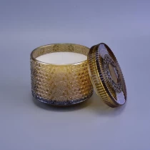 China 26+years brand cooperation gold tealight glass crystal candle containers with lid manufacturer