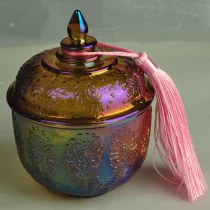 China 8oz 10oz Sunny spraying luxury glass candle jars with lid manufacturer