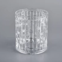 China 16 oz scented candle vessels clear glass and bamboo lid manufacturer