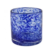 China 18oz Home decor luxury decal custom candle jar with blue dot manufacturer