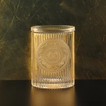 China Sunny color crystal lotus glass candle jars with lid manufacturer