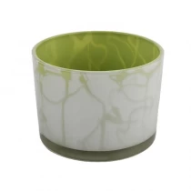 China Green color glass candle jars with new decoration in 2020 manufacturer