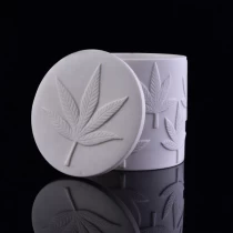 China 10oz 20oz Supplier leaf white frosted ceramic candle holder with lid manufacturer