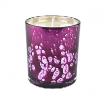 China candle jars glass lid pink and gold with bubble effect candle holder manufacturer